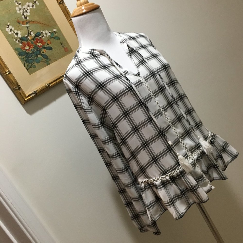 3 for $20 Sale: a.n.a. Plaid Peplum Blouse